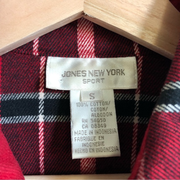 Jones New York Red, Black & White Plaid Zip-Up Long-sleeve Shirt Jacket Shacket - Picture 11 of 13
